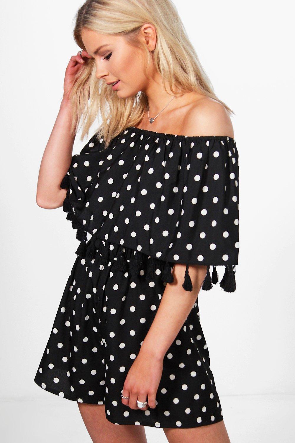 tassel playsuit black