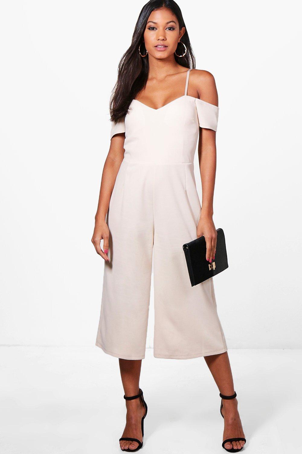 one shoulder culotte jumpsuit