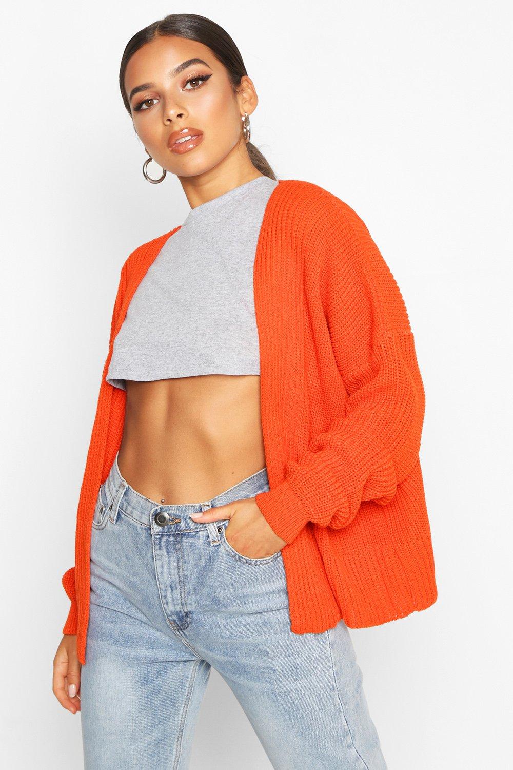 

Укороченный кардиган оверсайз в рубчик, Burnt orange