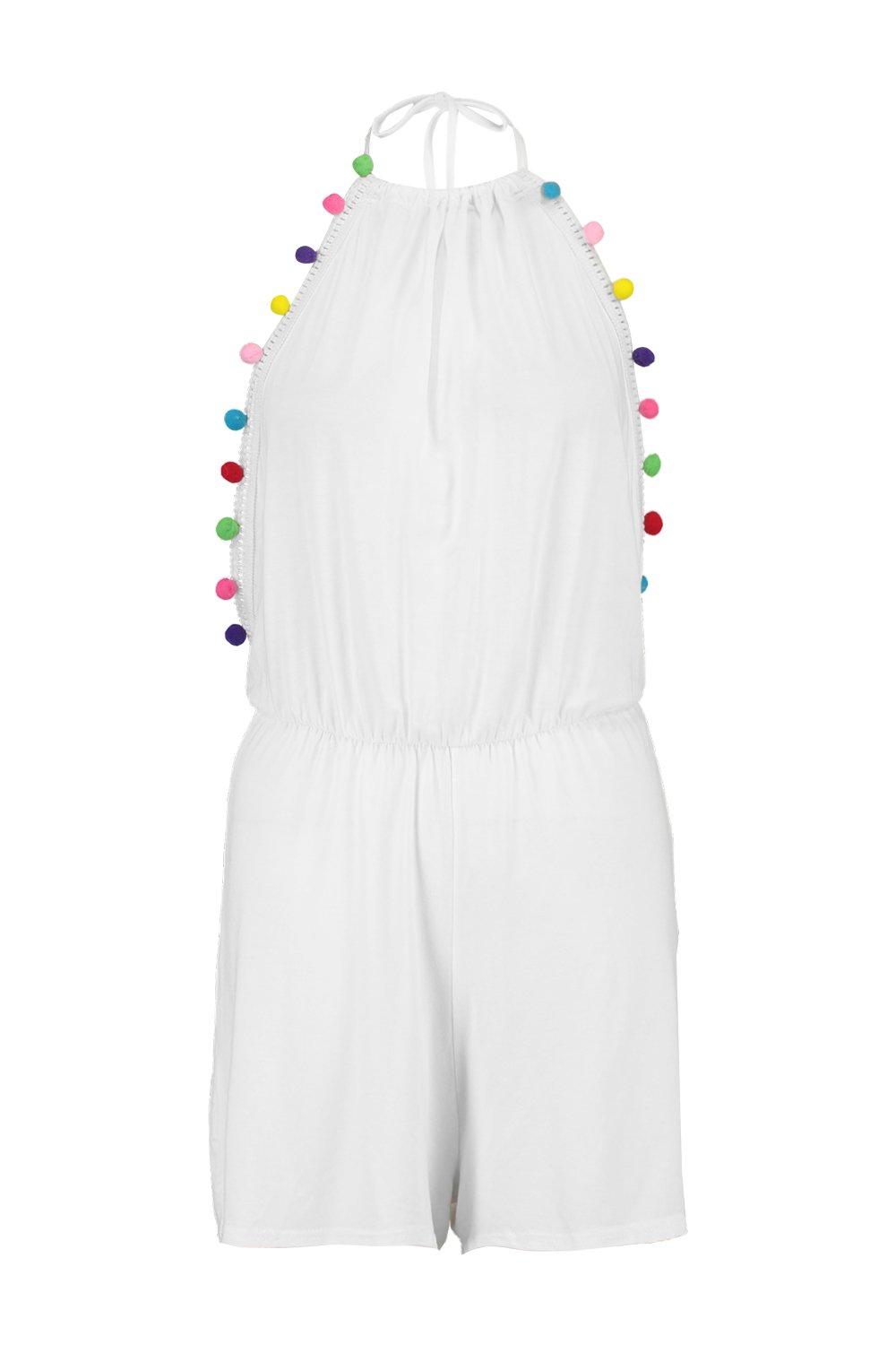 white halter neck playsuit