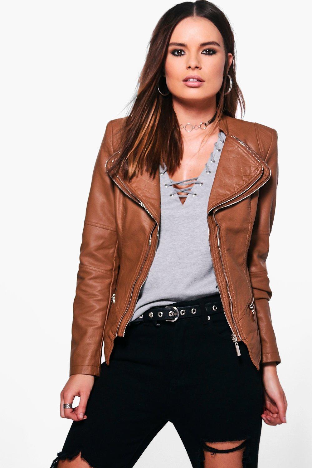 tan faux leather jacket