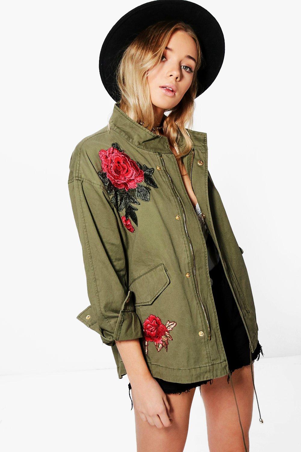 Elizabeth Boutique Rose Embroidered Military Jacket | Boohoo