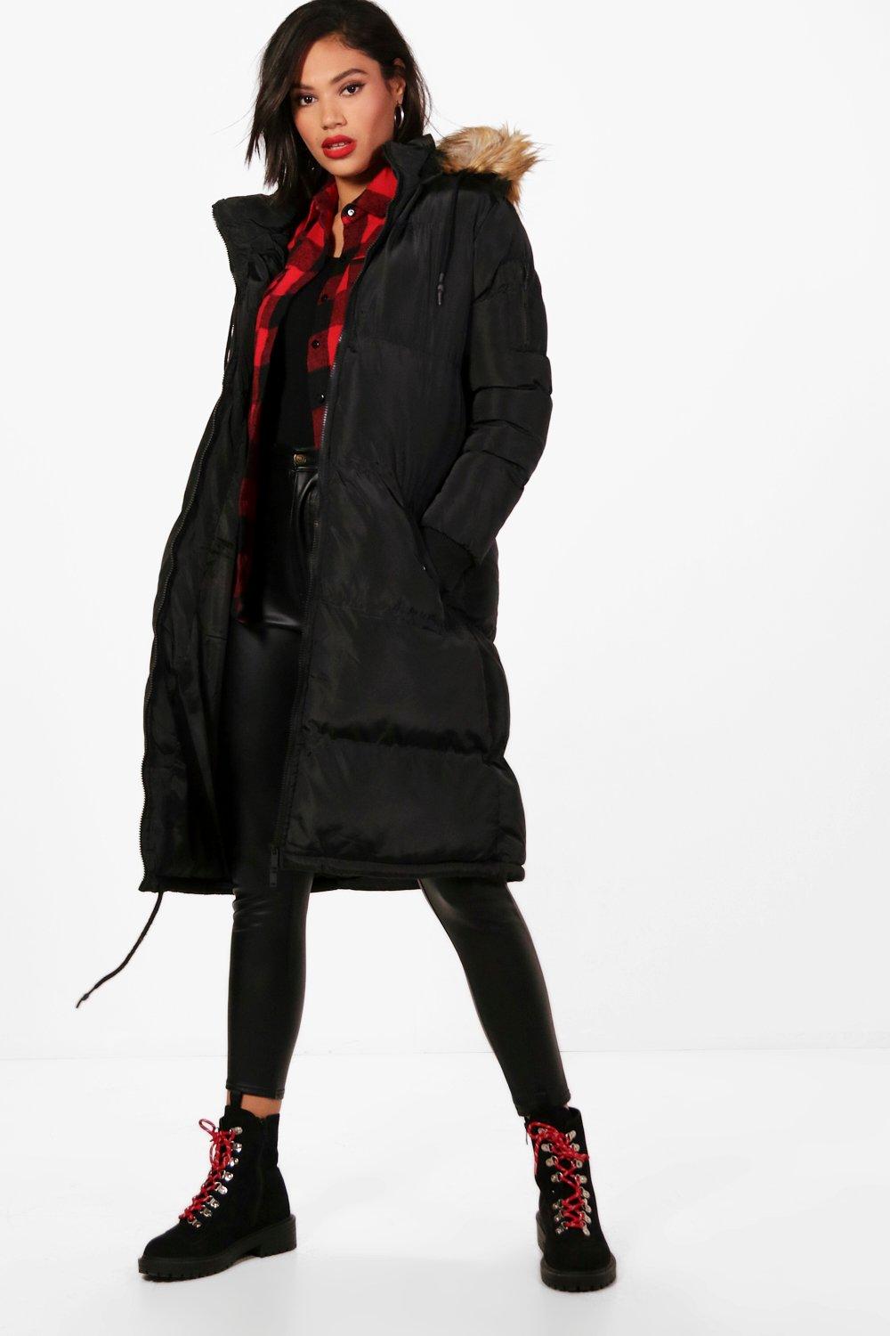 boohoo longline padded coat