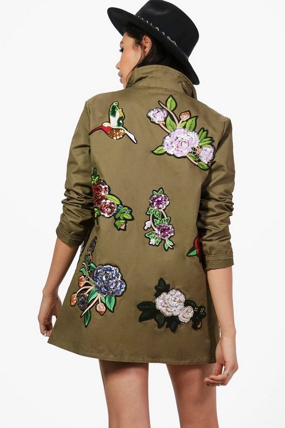 Paige Boutique Sequin Floral Military Jacket
