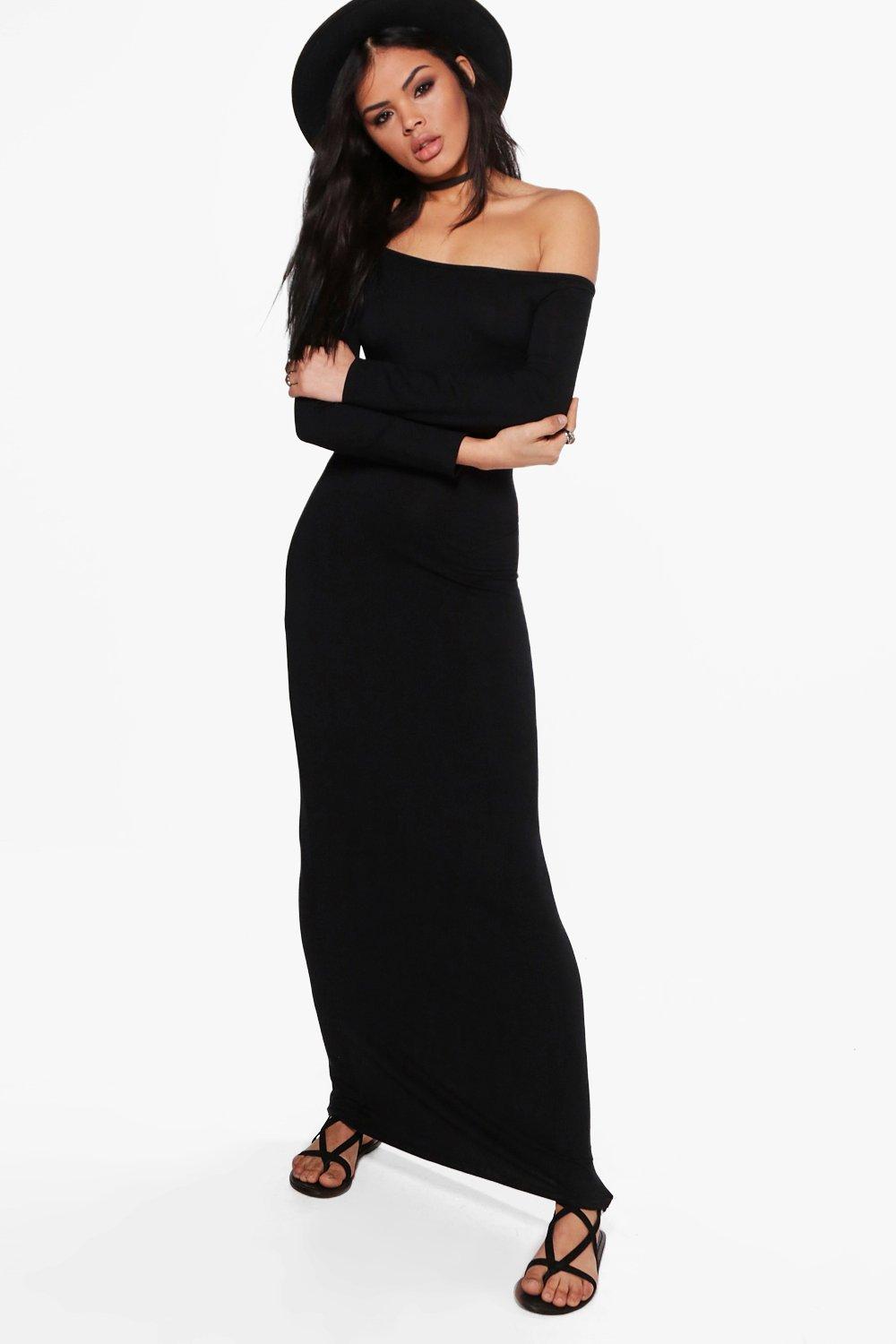 black off the shoulder maxi