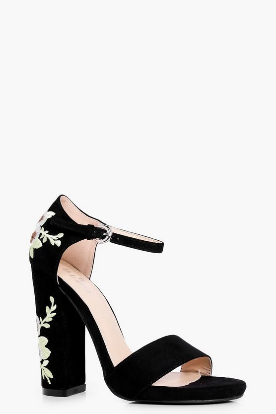 Bella Embroidered Block Heel Two Part