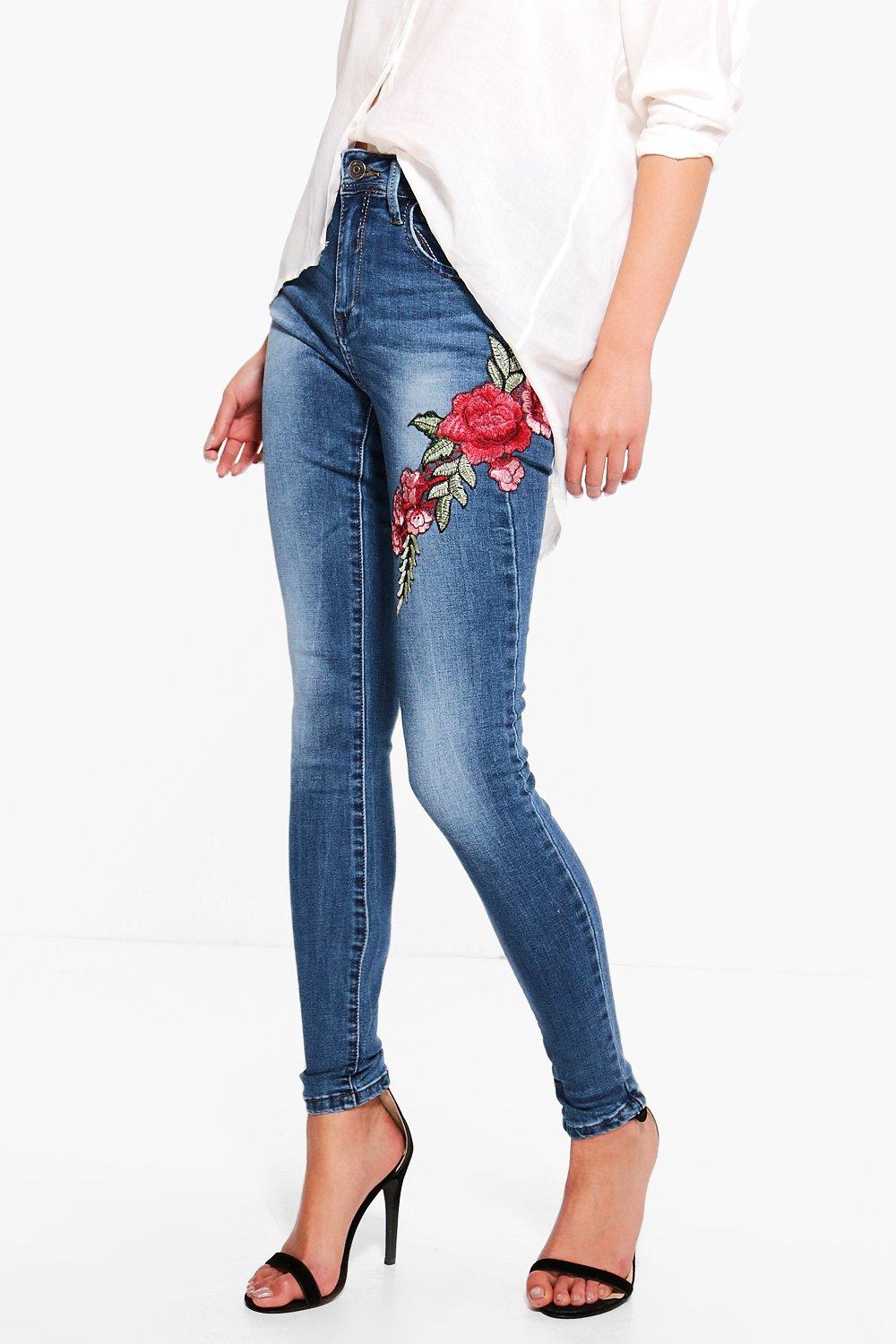 embroidered ankle jeans