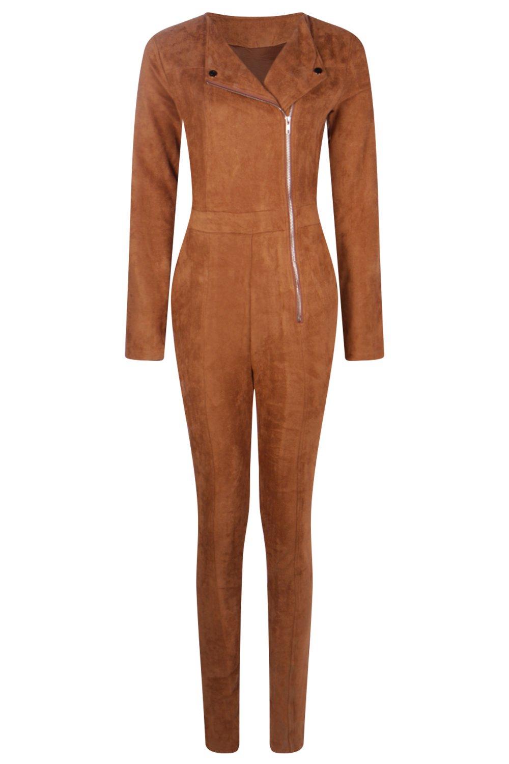 faux suede jumpsuit dress