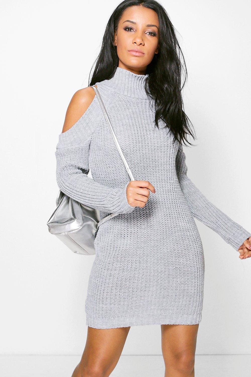 grey turtle neck jumper dress