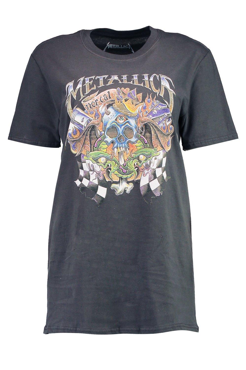 Boohoo Womens Adriana Metallica Washed Out Band T-Shirt | eBay