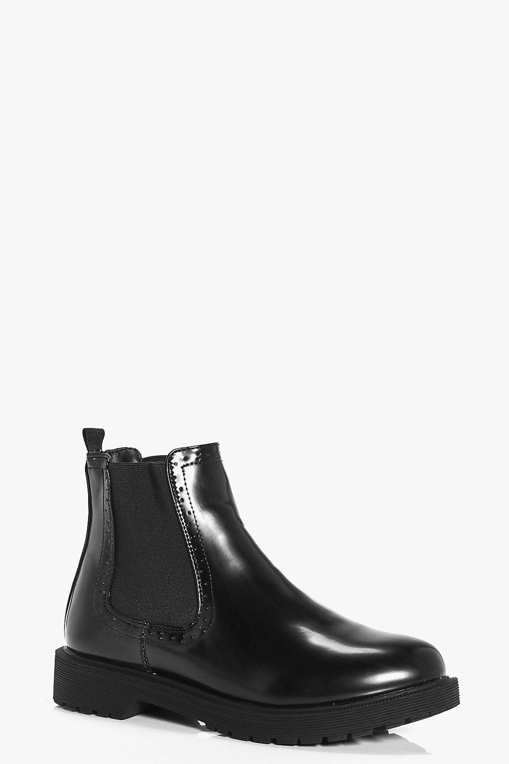 black patent chelsea boots womens