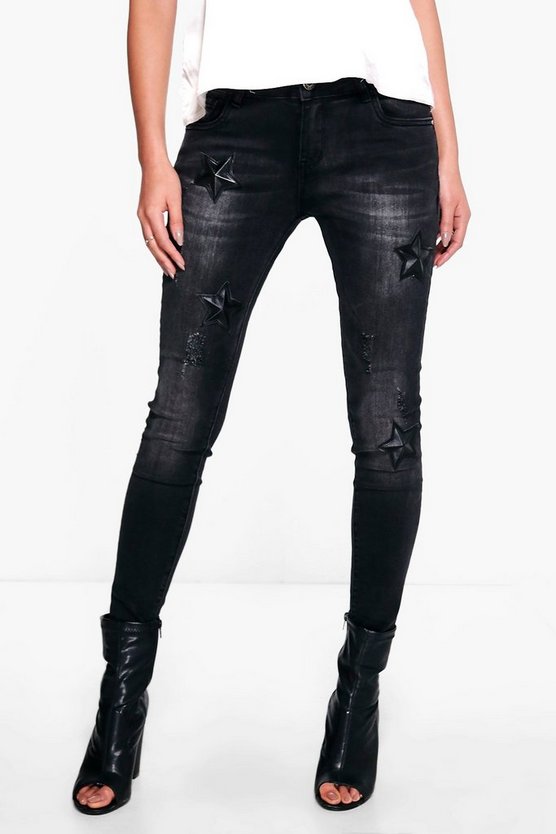 Kellie Star Detail Skinny Jeans