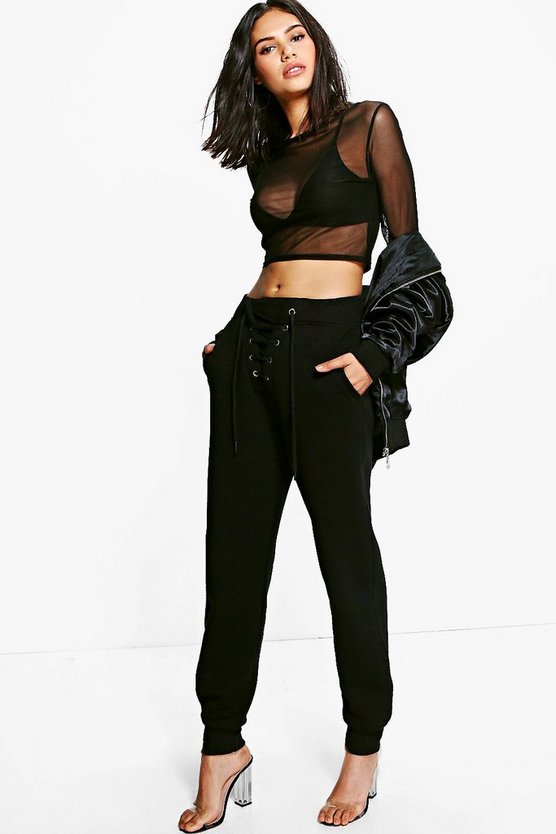 Sofia Lace Up Front Sweat Joggers