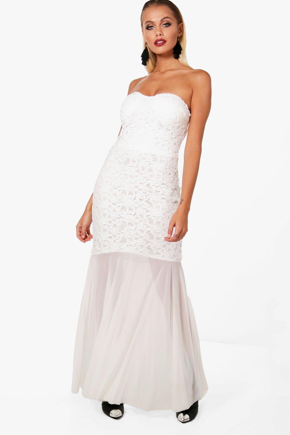 Boutique Bandeau Fishtail Maxi Dress Boohoo Uk