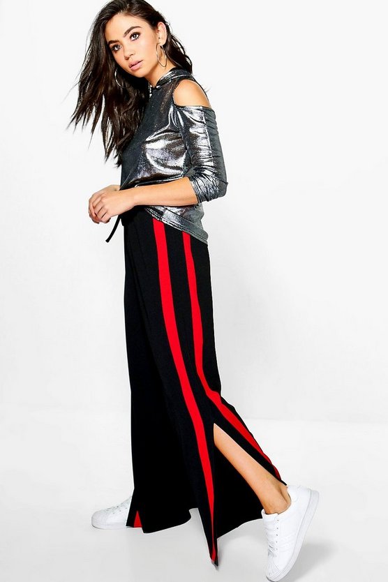 Camellia Contrast Panel Wide Leg Relaxed Trousers