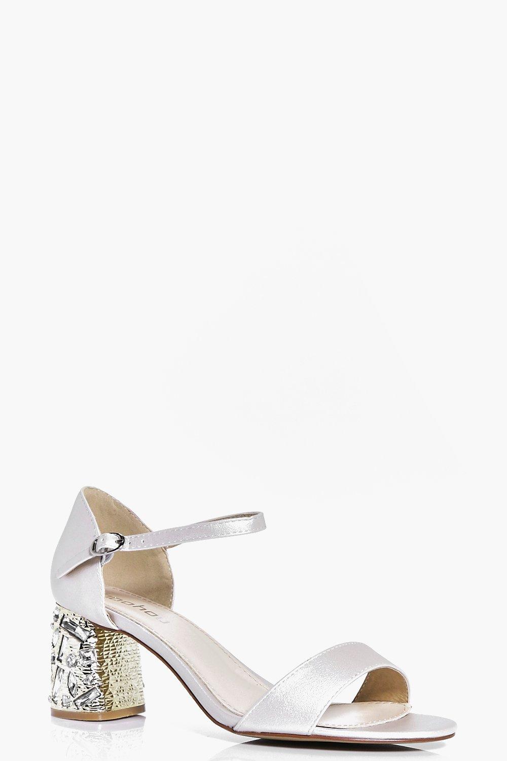 embellished block heel wedding shoes