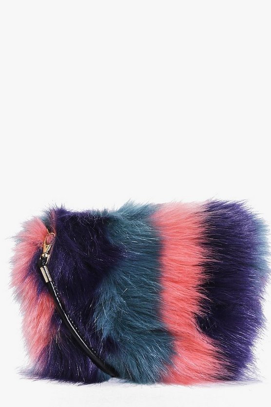 Emma Stripe Faux Fur Cross Body Bag