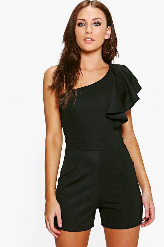 Aisah One Shoulder Frill Playsuit