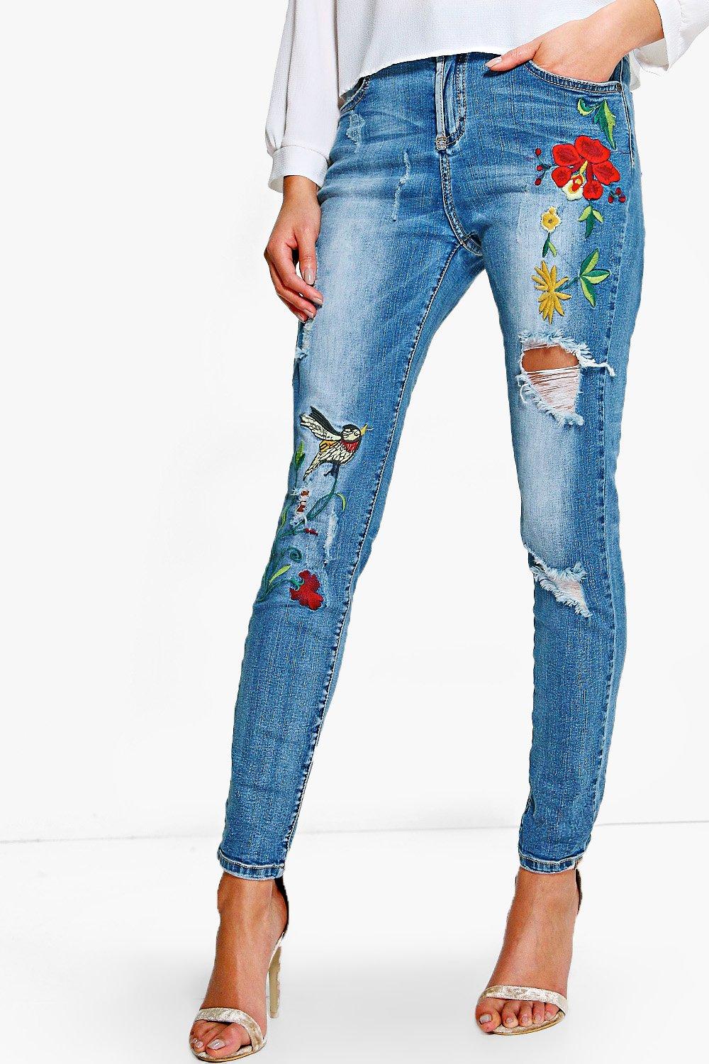 embroidered jeans skinny