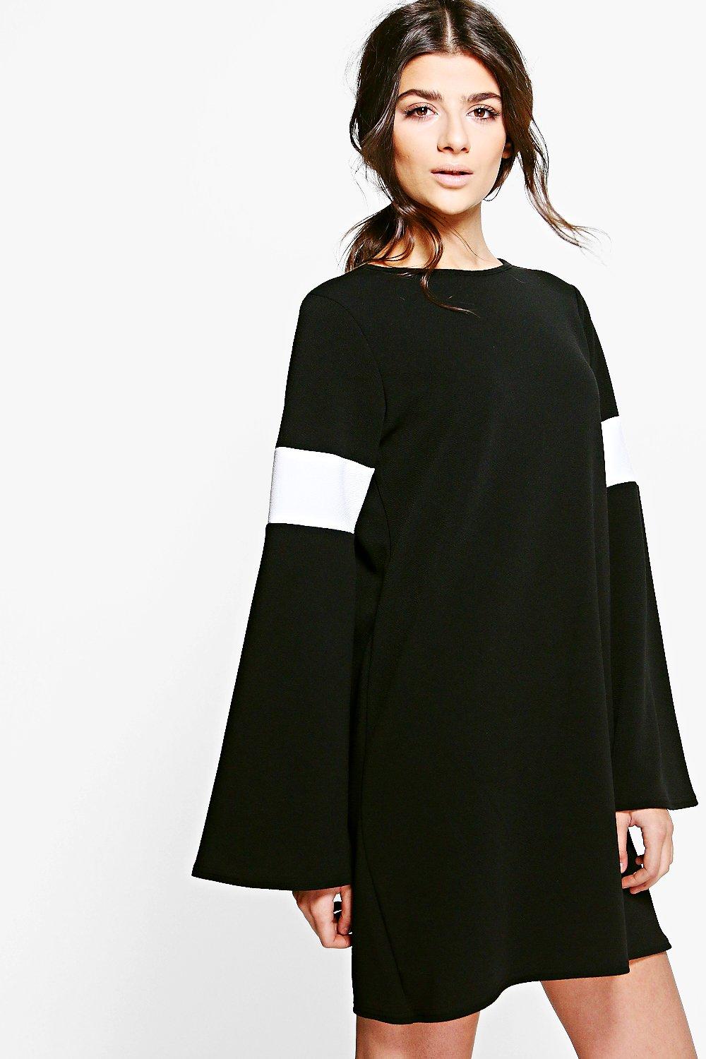 flute sleeve shift dress