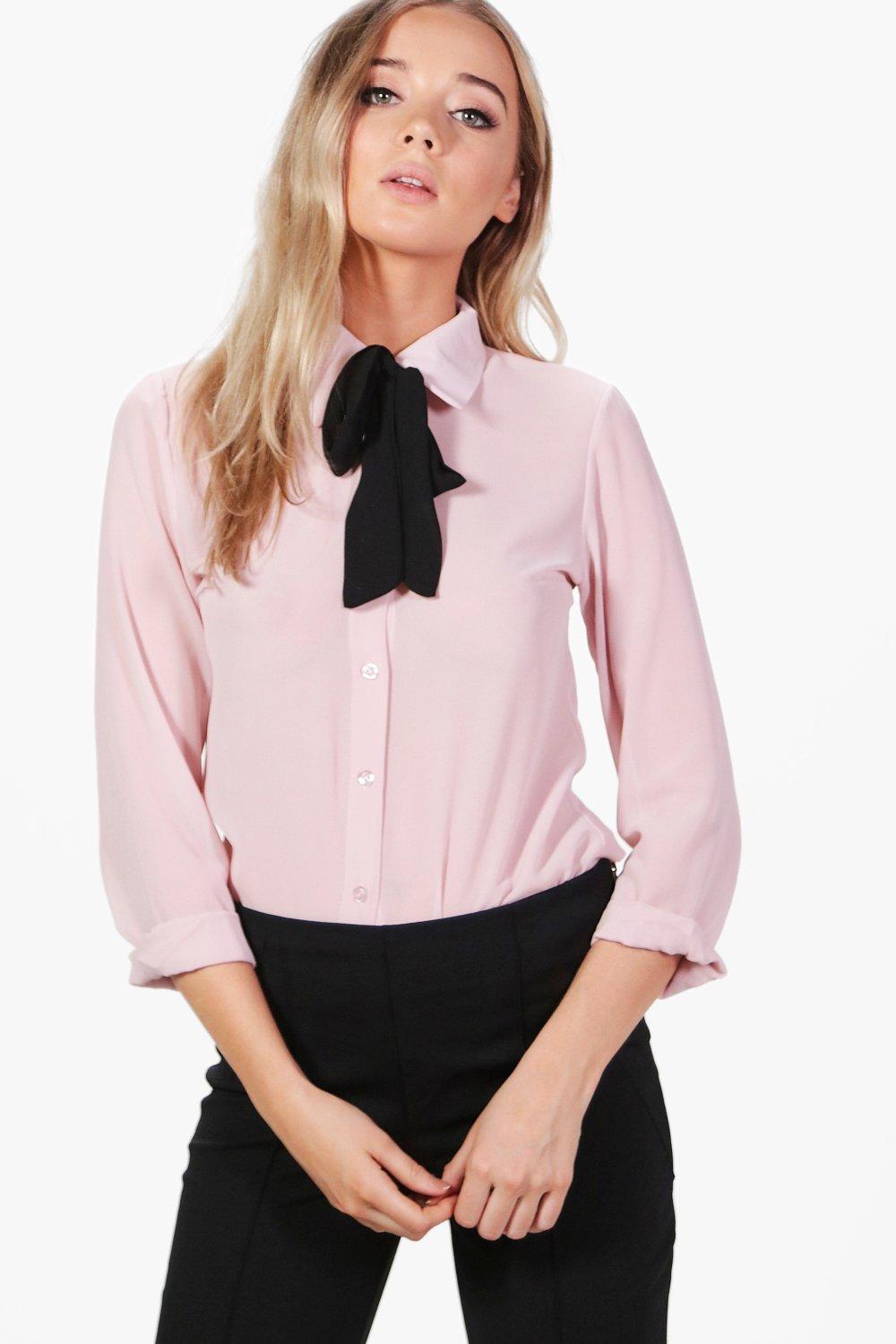 Woven Tie Neck Shirt | Boohoo