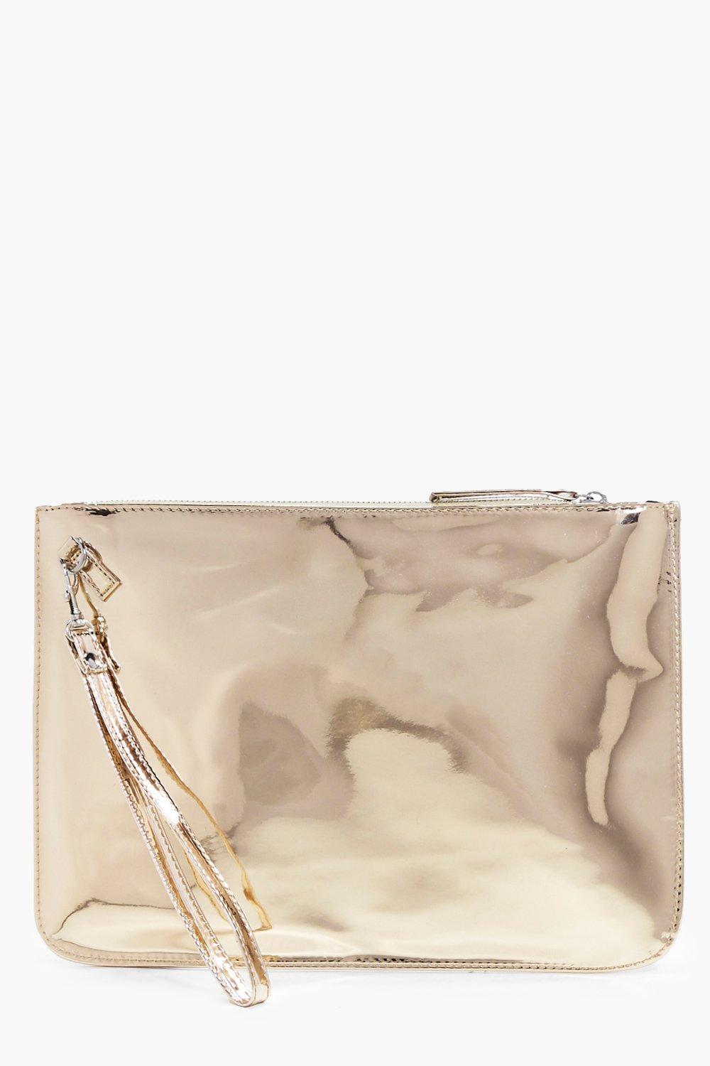 rose gold clutch bag boohoo