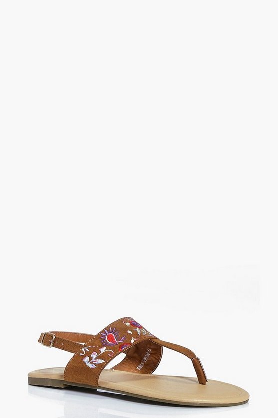 Ivy Floral And Paisley Embroidered Thong Sandal