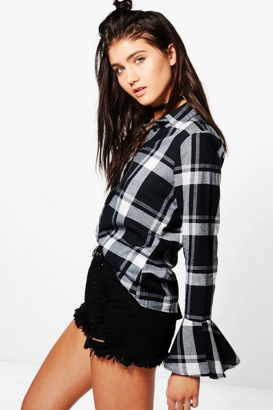 Codie Flute Sleeve Check Shirt