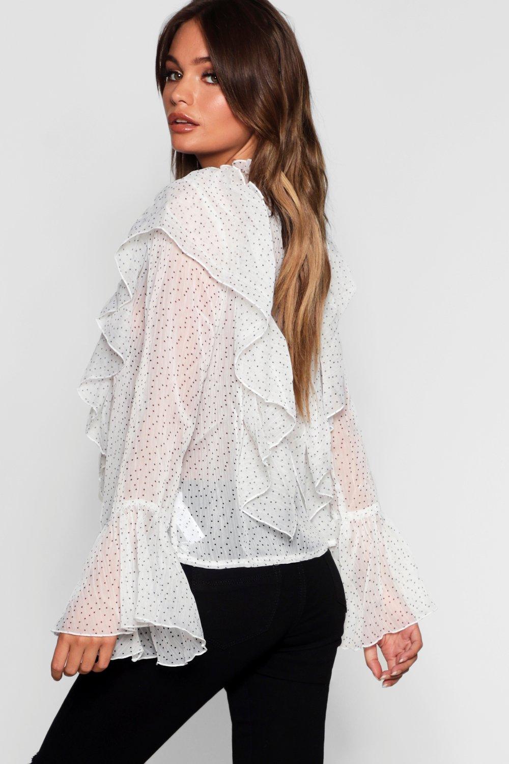 nydj ruffle neck blouse