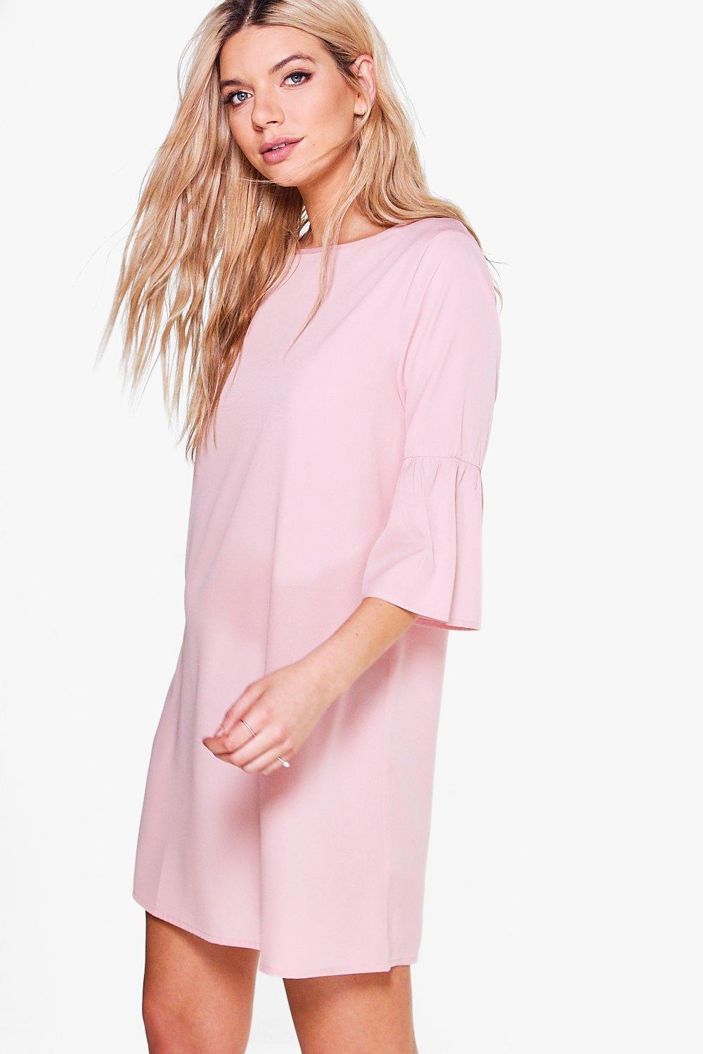 frill sleeve shift dress