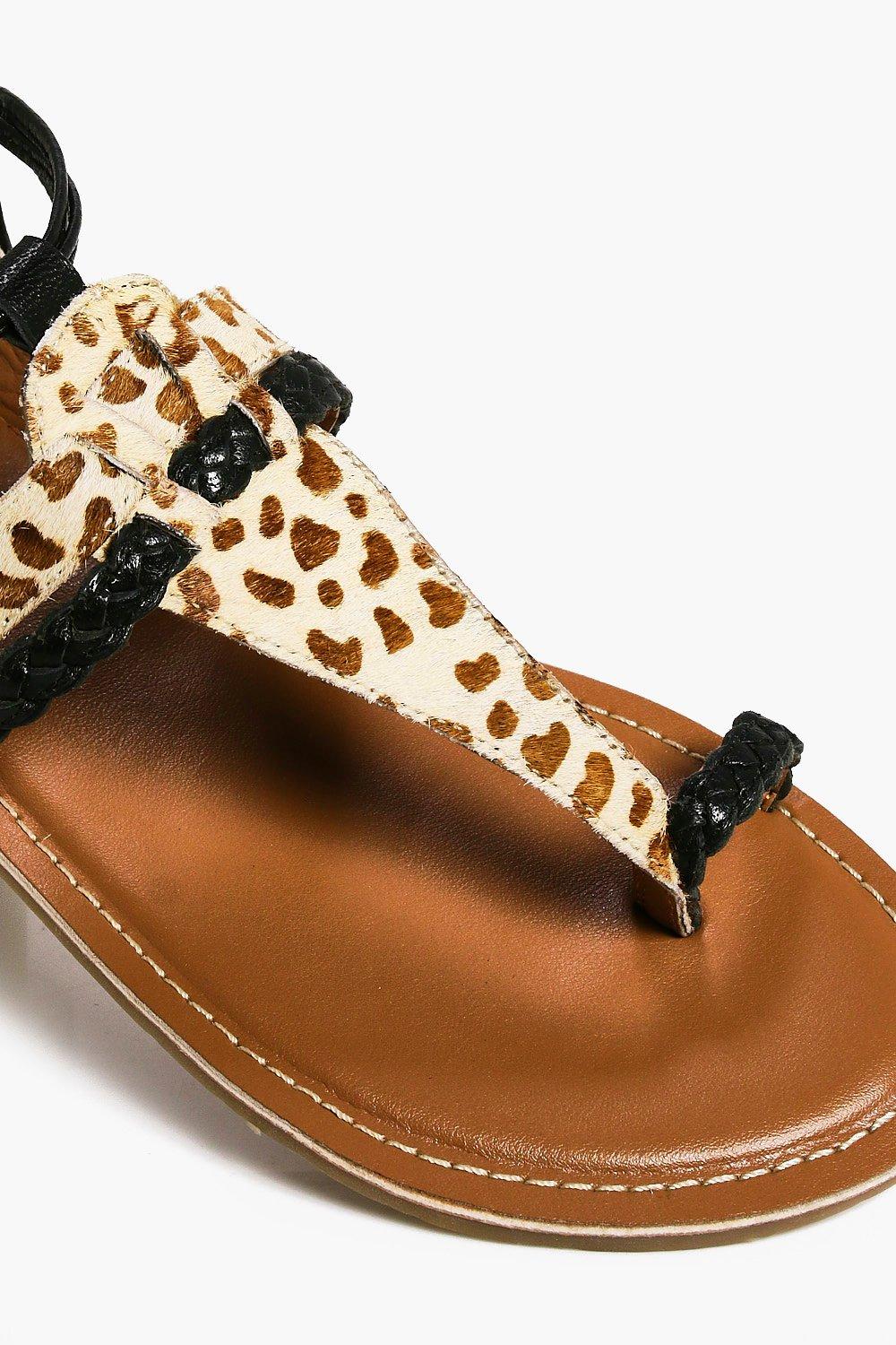 Tilly Pony Hair Thong Tie Up Sandals Boohoo Uk