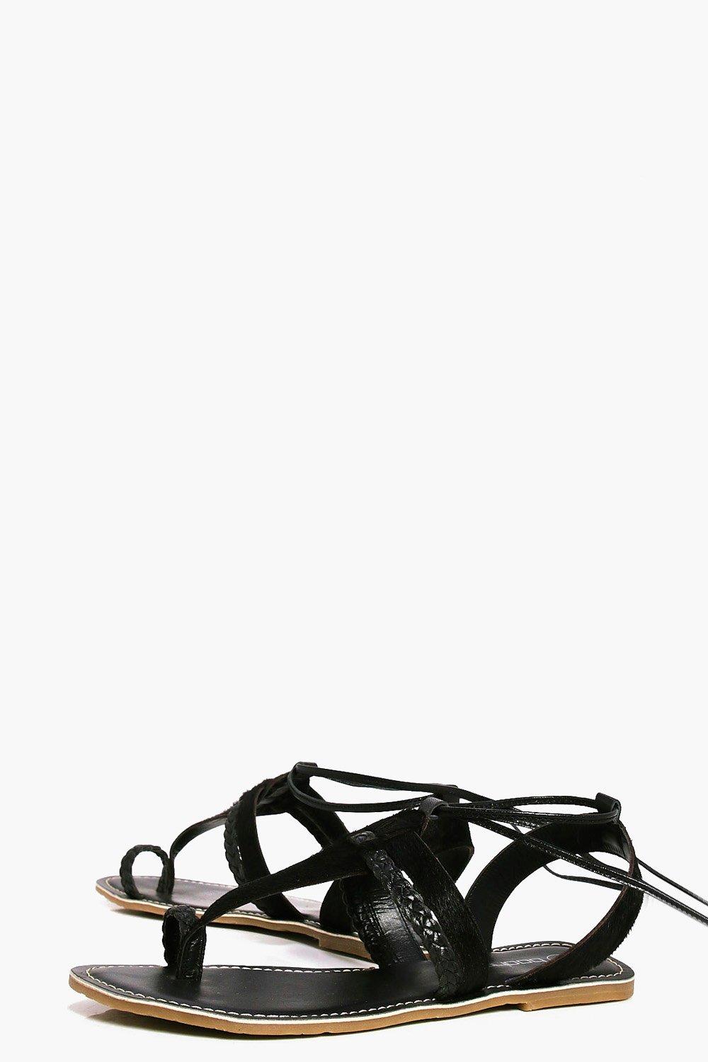 Tilly Pony Hair Thong Tie Up Sandals Boohoo