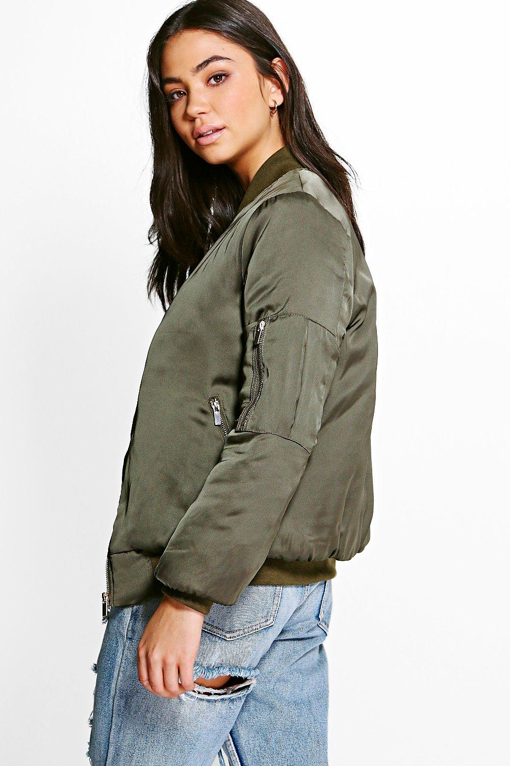 Boohoo Womens Scarlett Satin Bomber Jacket