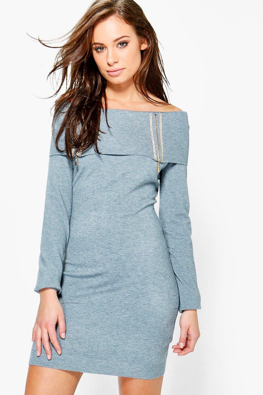 grey bardot jumper dress