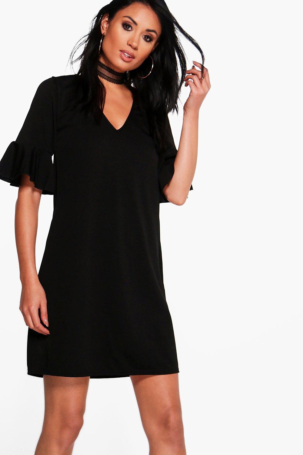 shift dress with bell sleeves