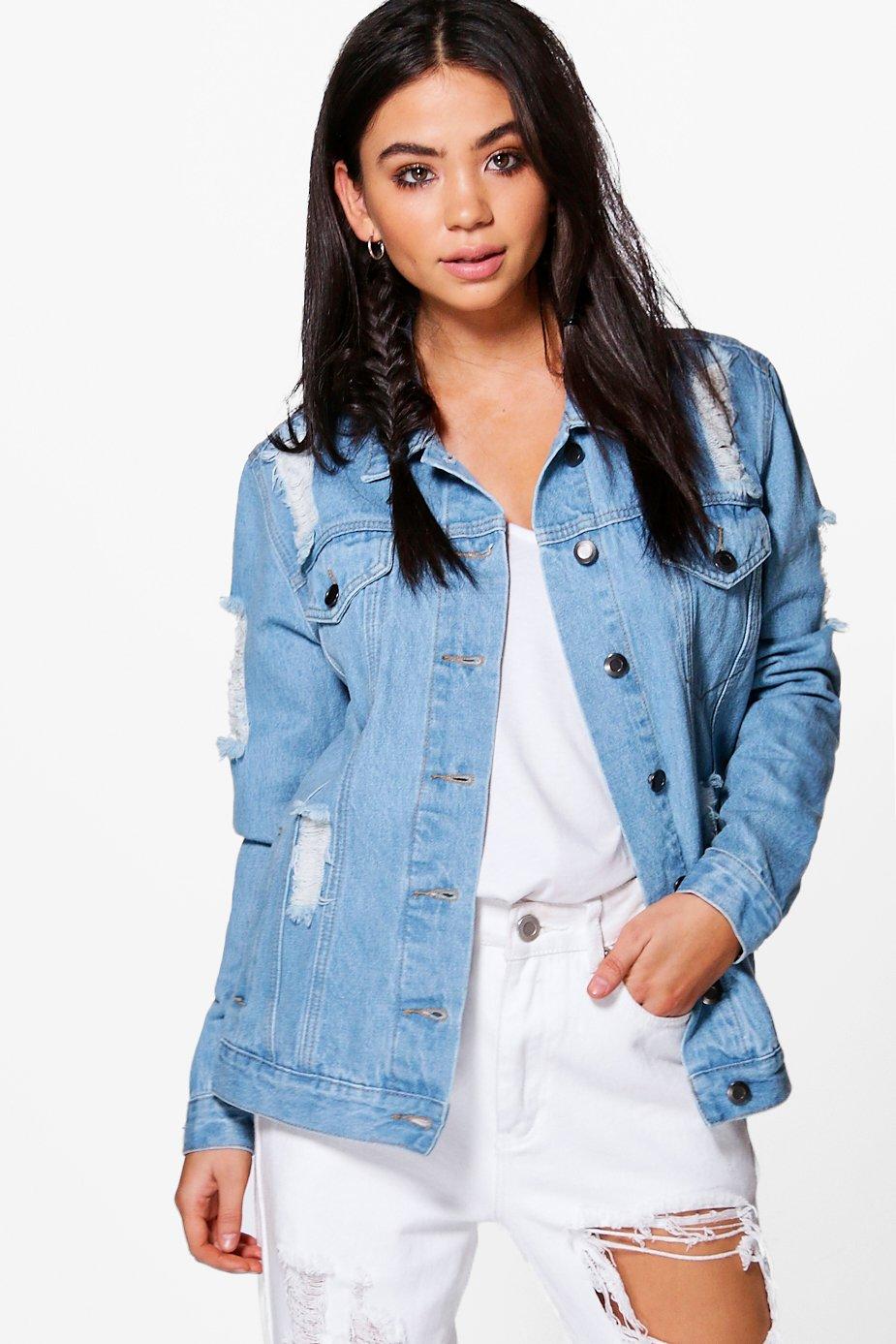 distressed denim jacket women