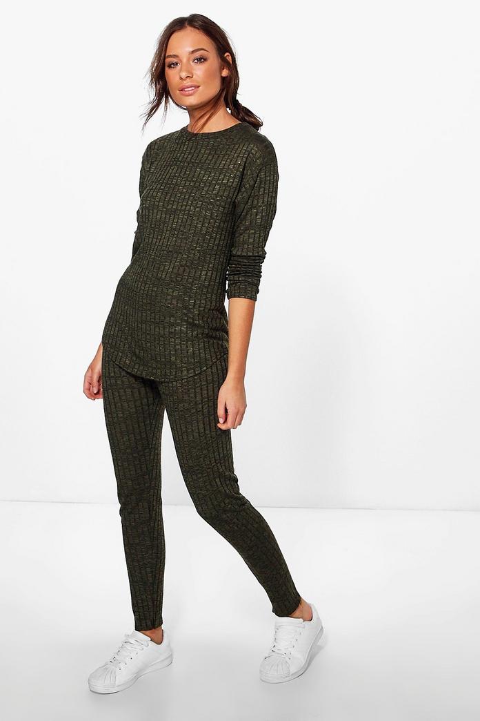 Layla Rib Knit Loungewear Set | Boohoo