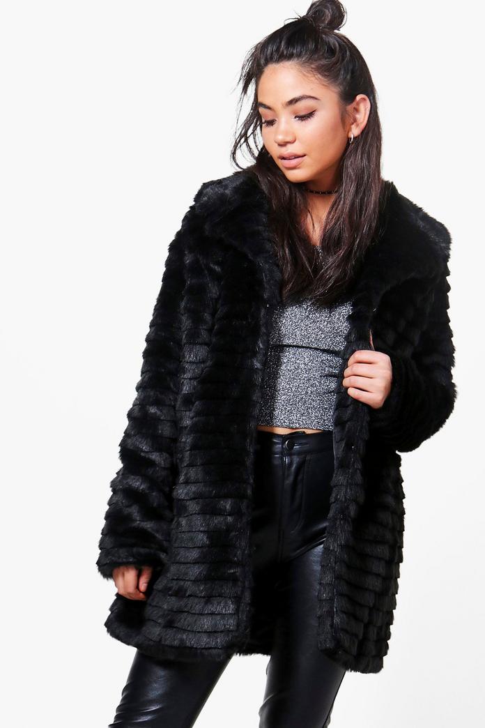 Evelyn Black Faux Fur Coat | Boohoo