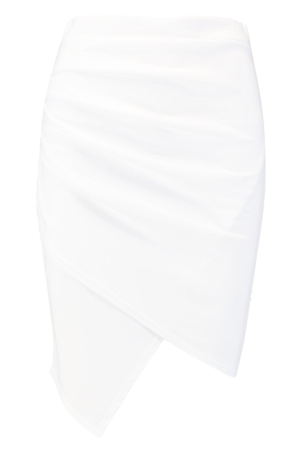 

Юбка с асимметрией со сборками по бокам, White