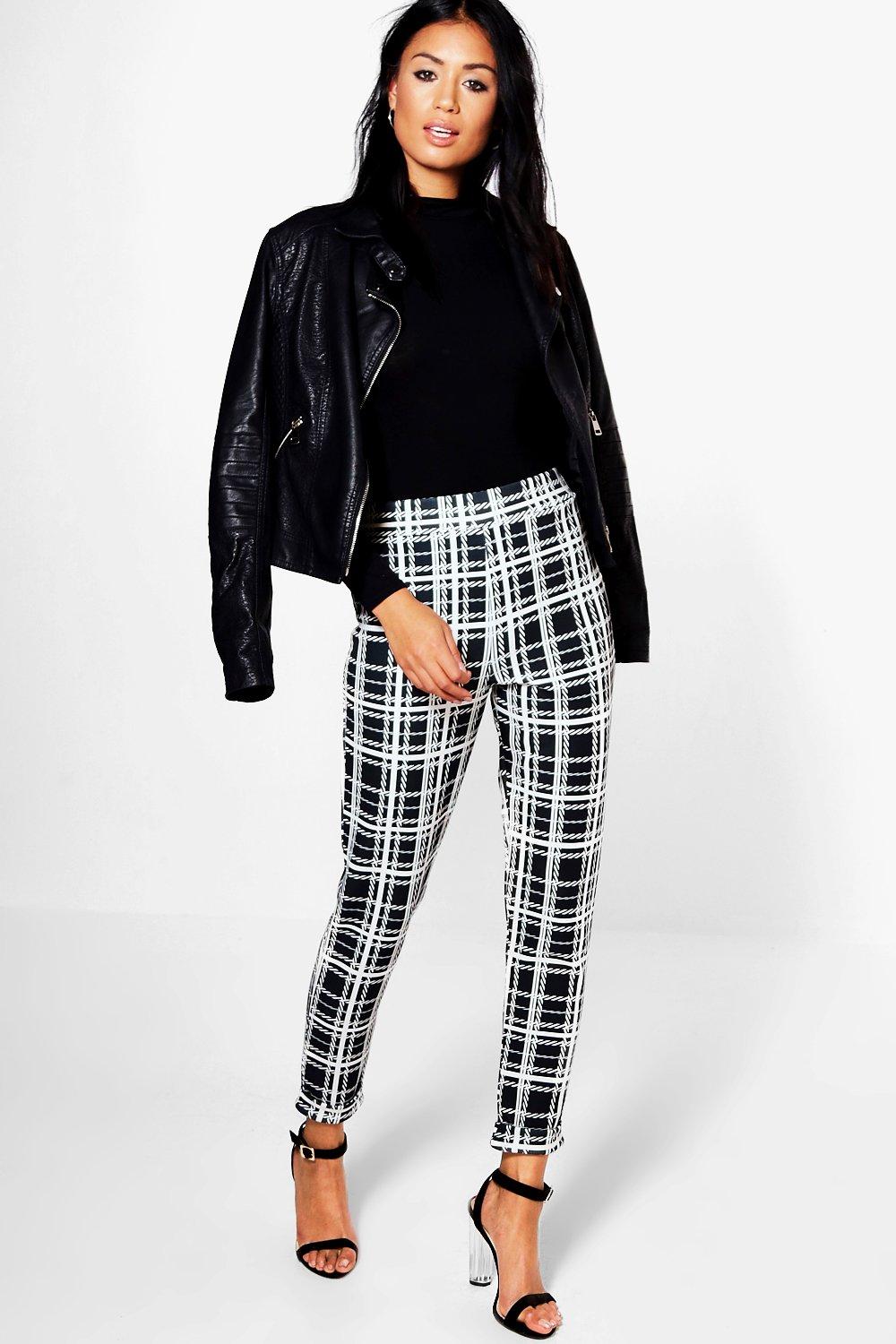 

Monochrome Dogtooth Skinny Stretch Trousers, Черный