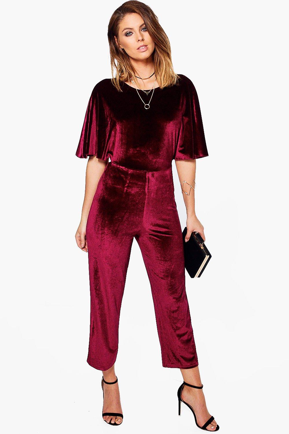 velvet burgundy jumpsuit