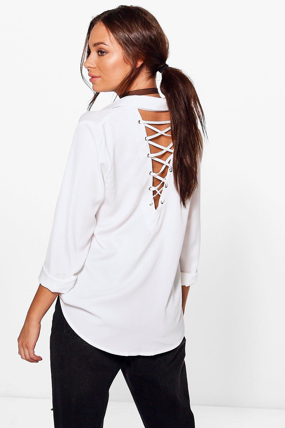 lace back sweatshirt