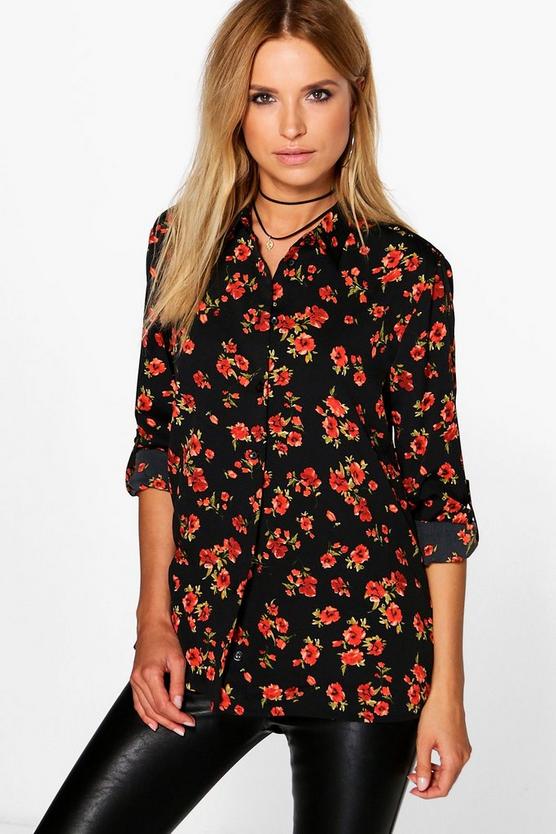 Saffron Floral Print Shirt | Boohoo