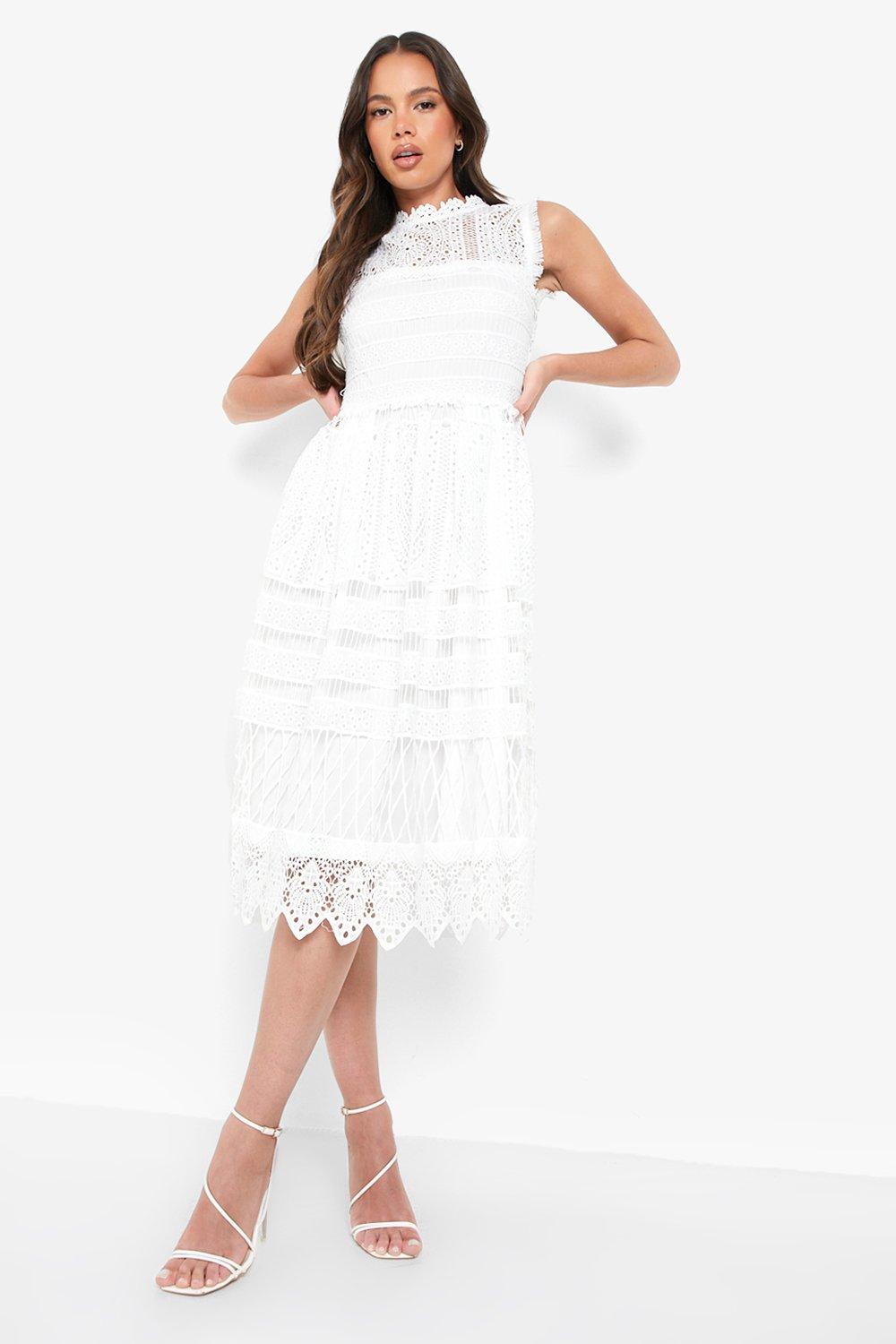 Skater Dresses Long Sleeve Midi Lace Skater Dresses Boohoo