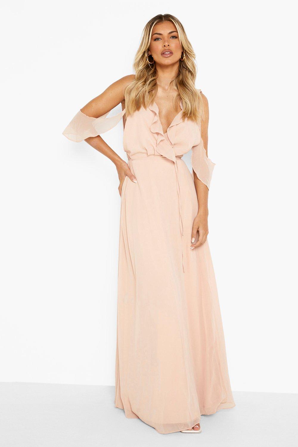 Boutique Chiffon Frill Wrap Maxi Dress 