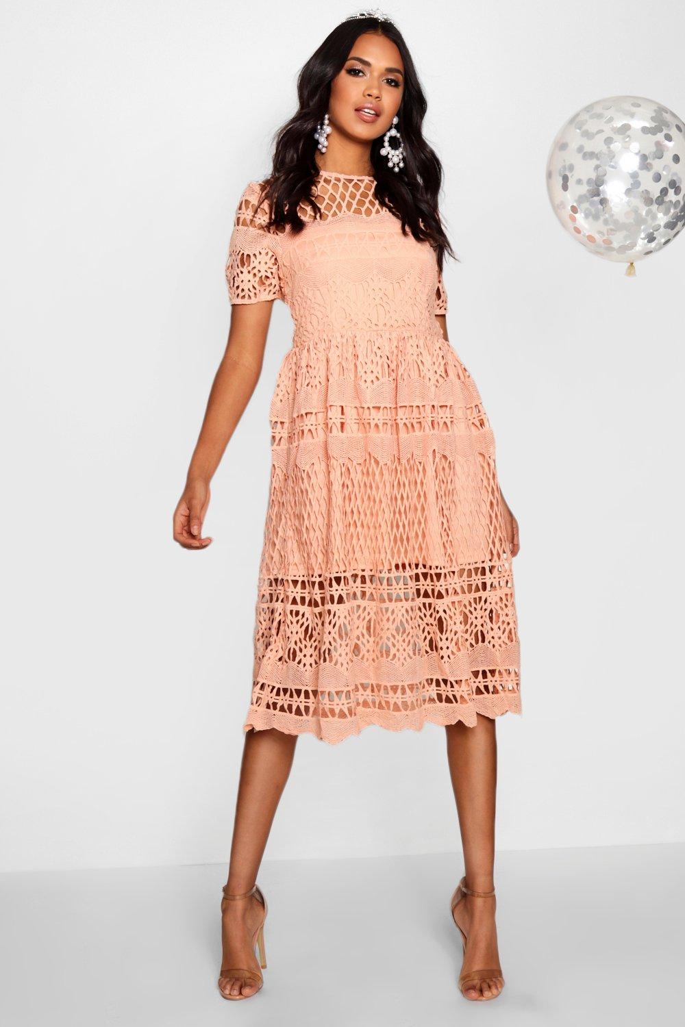 womens blush lace dress