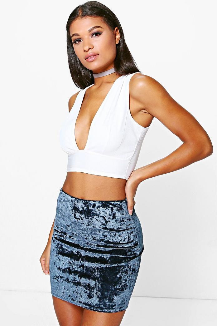 Priya Crushed Velvet Mini Skirt | Boohoo