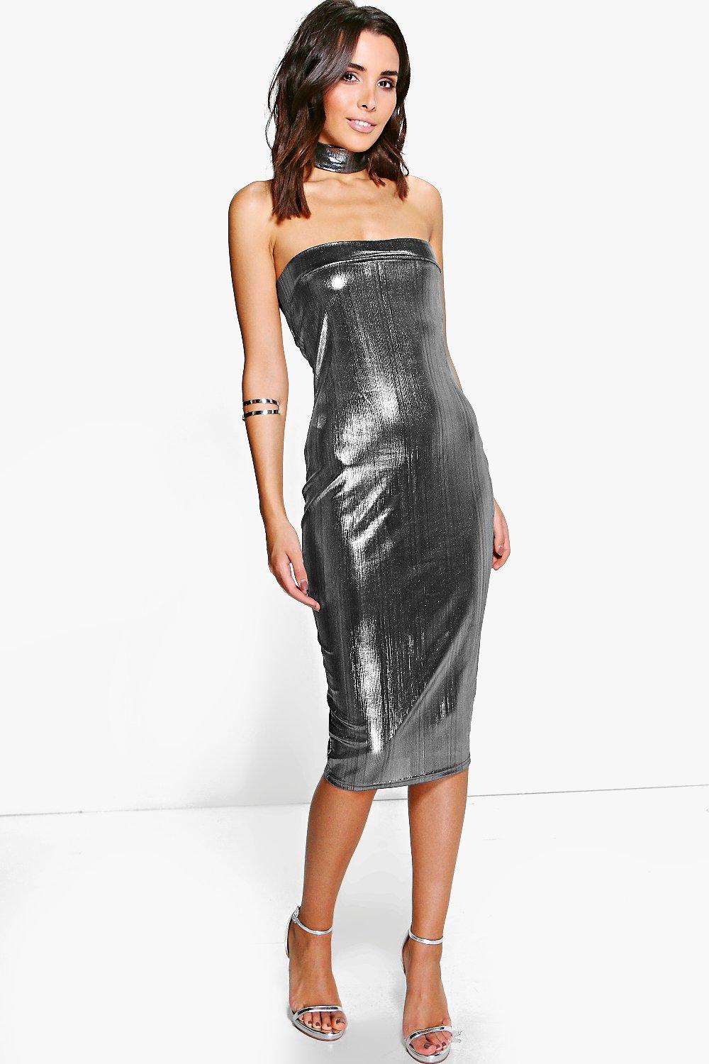 boohoo metallic dress