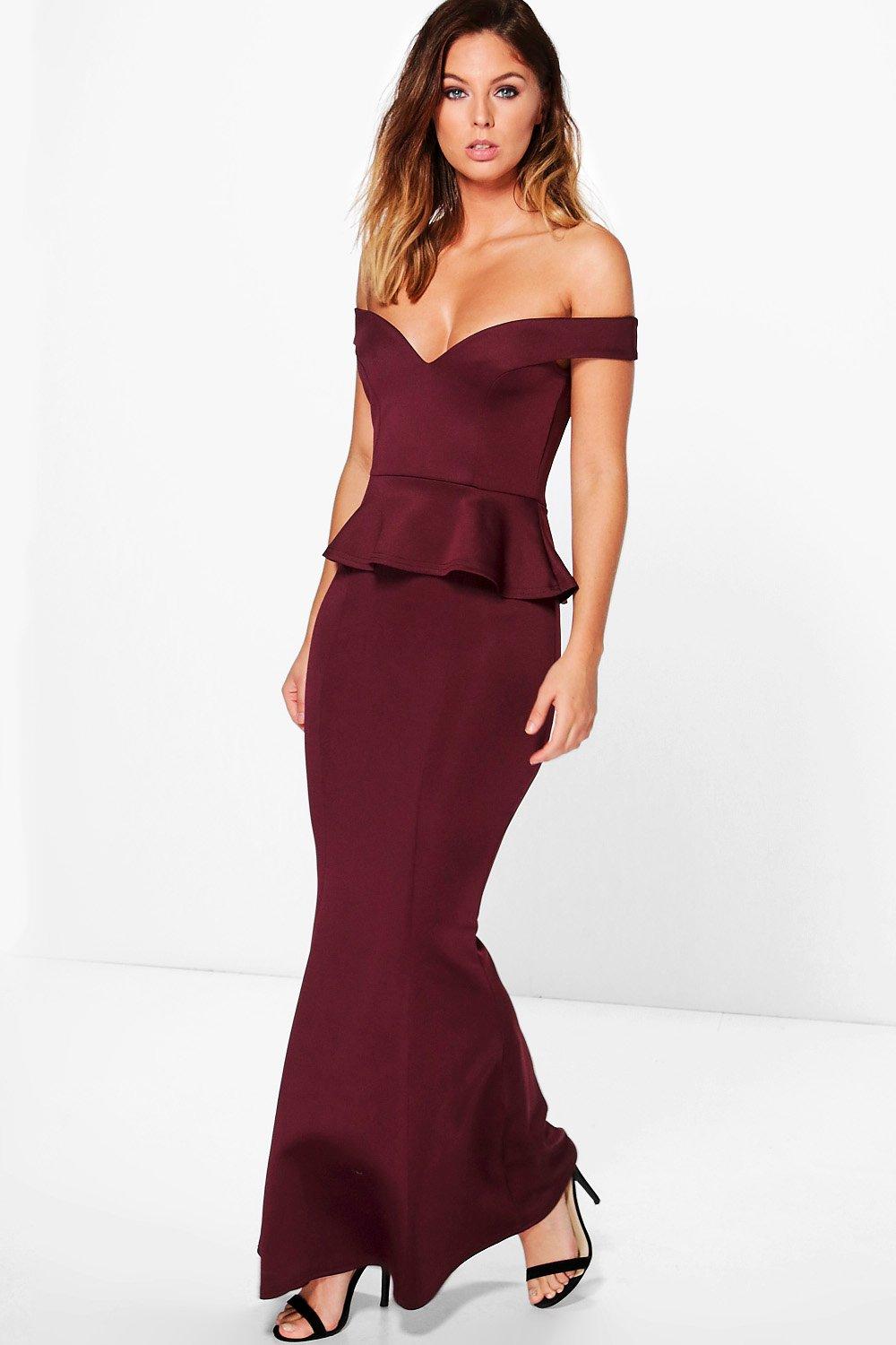 peplum fishtail maxi dress