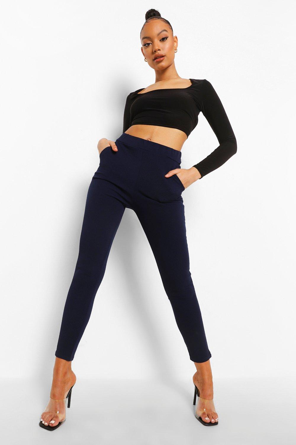 

Эластичные узкие брюки из крепа, Navy